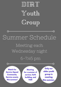 DIRT summer schedule