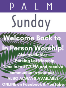 Welcome Back to In Person Worship!